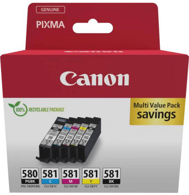 Canon Πακέτο Μελανιών Εκτυπωτή PGI-580/CLI-581 PGBK/C/M/Y/BK Multipack