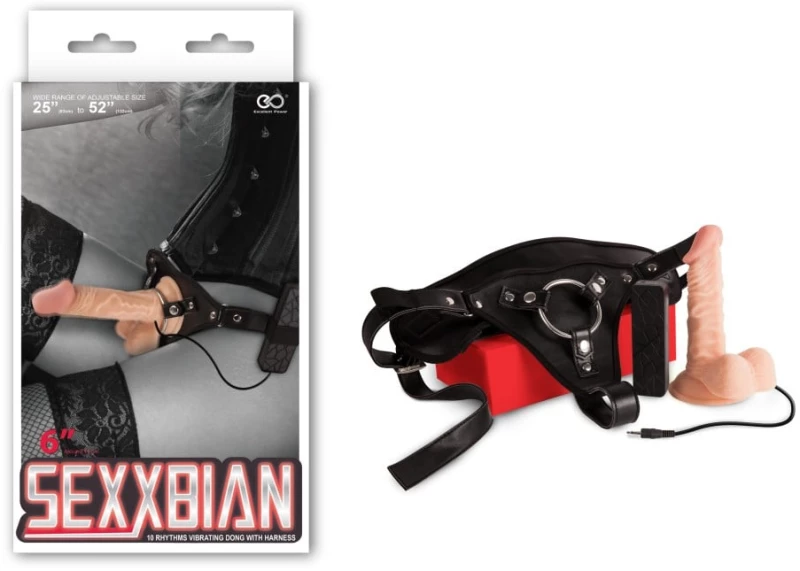 SEXXBIAN 6" VIBRATING DONG & HARNESS