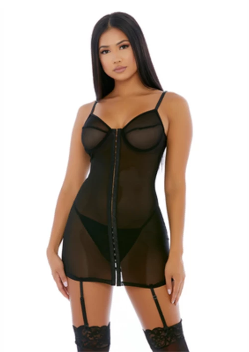 FHook Me Up Chemise Set - Black