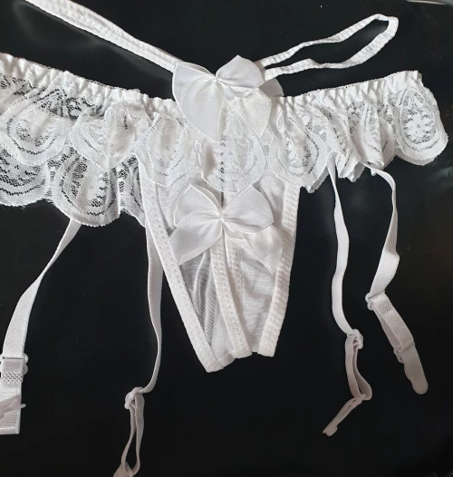 Open G-String Suspender Belt White