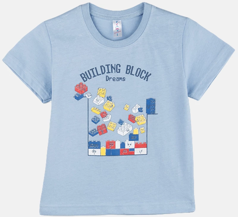 Πυτζάμα αγόρι "Building block" γαλάζια (Γαλάζιο)