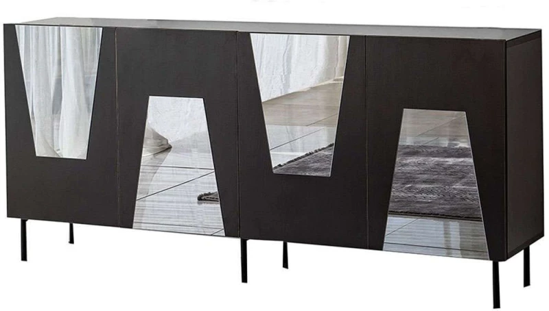 Μπουφές Venice 552NOS1815 180x40x80cm Black-Fume Μοριοσανίδα, Μελαμίνη