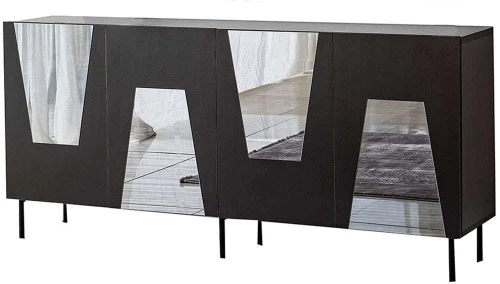 Μπουφές Venice 552NOS1815 180x40x80cm Black-Fume Μοριοσανίδα, Μελαμίνη