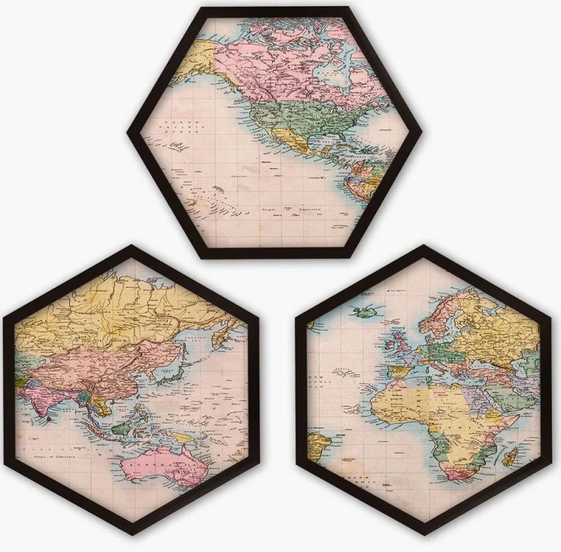 Διακοσμητικό Τοίχου (Σετ 3Τμχ) 696HGN1136 35x35cm Multi Wallity Πλαστικό,Mdf