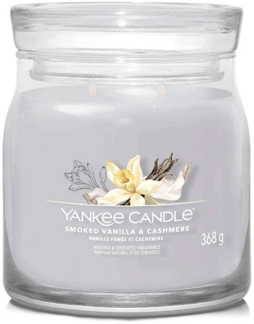 Αρωματικό Κερί Signature Smoked Vanilla & Cashmere Medium 1630023E 9,3x11,4cm Grey Yankee Candle