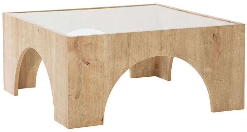 Τραπέζι Σαλονιού Seine 552NOS2417 80x80x35cm Clear-Oak