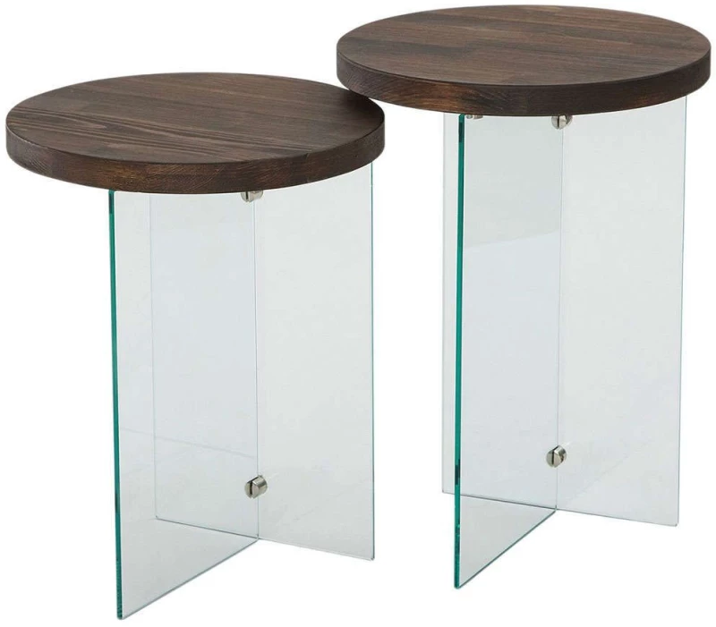 Τραπεζάκια Βοηθητικά Serenity (Σετ 2Τμχ) 552NOS2408 35x51/35x46cm Clear-Walnut