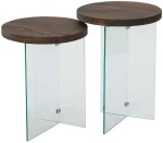 Τραπεζάκια Βοηθητικά Serenity (Σετ 2Τμχ) 552NOS2408 35x51/35x46cm Clear-Walnut