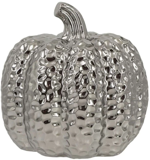 Διακοσμητική Κολοκύθα Σφυρήλατη 15-00-21360 Φ20,5x20cm Silver Marhome Κεραμικό