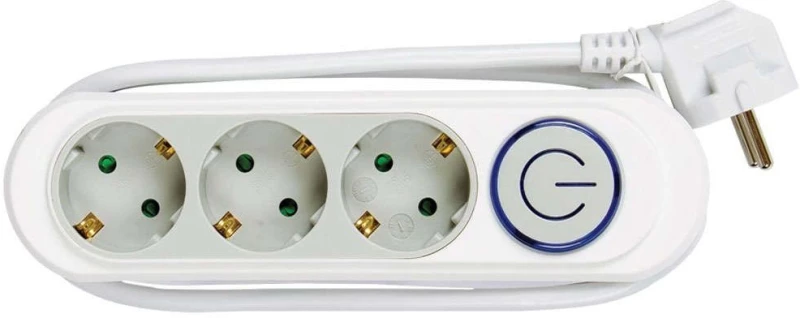 Πολύπριζο 3 Θέσεων Με Διακόπτη VK/10001/G Καλώδιο 1m White-Grey VKLed