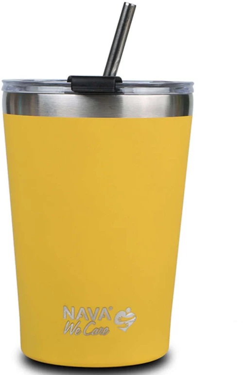 Ποτήρι - Θερμός Με Καλαμάκι We Care 10-262-113 9,5x9x13,5cm 450ml Yellow Nava