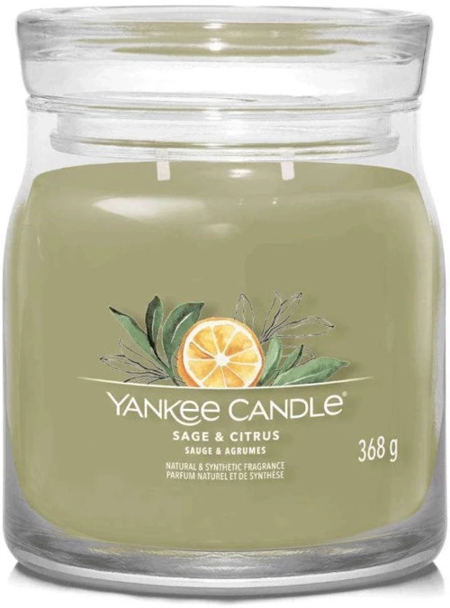Αρωματικό Κερί Signature Sage & Citrus Medium 1629995E 9,3x11,4cm Green Yankee Candle