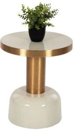 Τραπεζάκι Βοηθητικό Erode HM4243.07 Φ40,5x48cm Ecru-Gold Μέταλλο