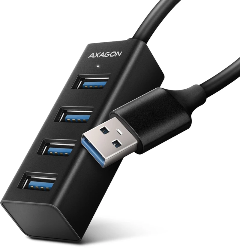Axagon USB-A HUB 4x USB-A 3.2 Gen 1 Μεταλλικό Καλώδιο 20cm Μαύρο HUE-M1A