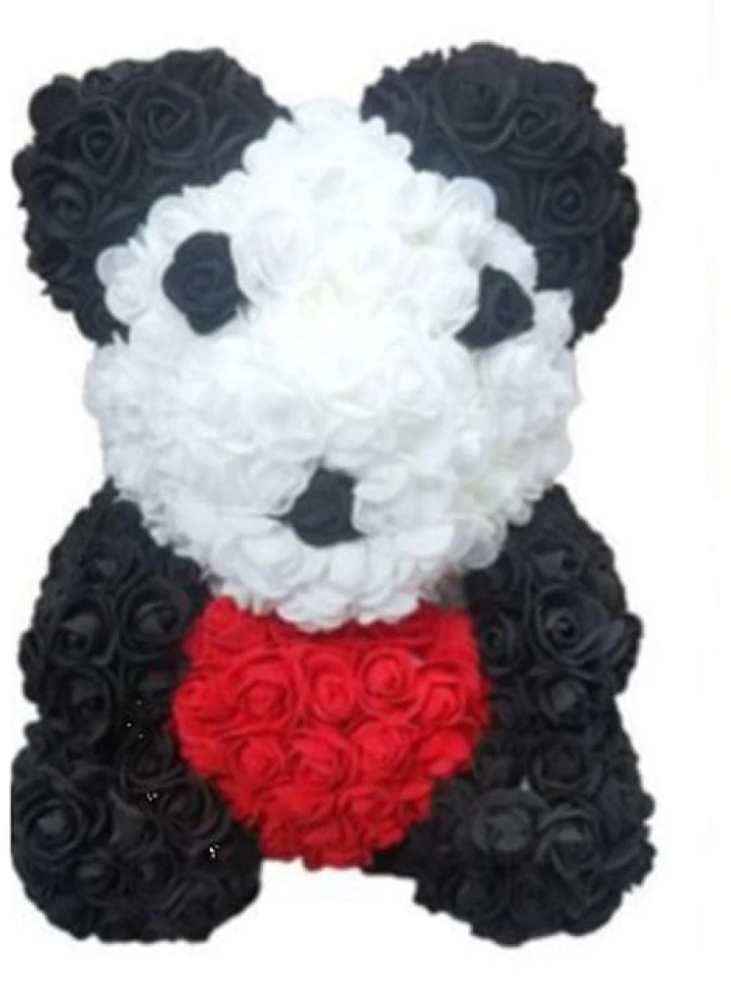 Αρκουδάκι Panda από Τεχνητά Τριαντάφυλλα 40cm-SDS-23861