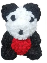 Αρκουδάκι Panda από Τεχνητά Τριαντάφυλλα 40cm-SDS-23861