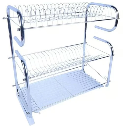 Μεταλλική Πιατοθήκη Στραγγίσματος 47x23x28 cm Ασημί