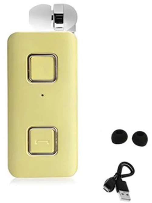 Επαναφορτιζόμενο HandsFree Ακουστικό Bluetooth Πέτου με Δόνηση & Ενσωματωμένο μικρόφωνο, Ανασυρόμενο Ακουστικό Clip Ασημί K-35 Χρυσό