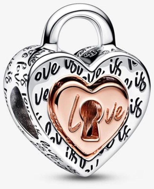 Κρεμαστό σύμβολο Pandora Διαιρούμενη Δίχρωμη καρδιά λουκέτο 782505C00