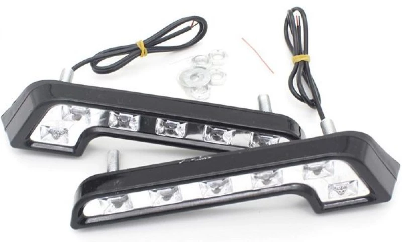 Φώτα ημέρας σχήματος L 6 SMD LED DC 12V Λευκό 2τμχ. HW-0242