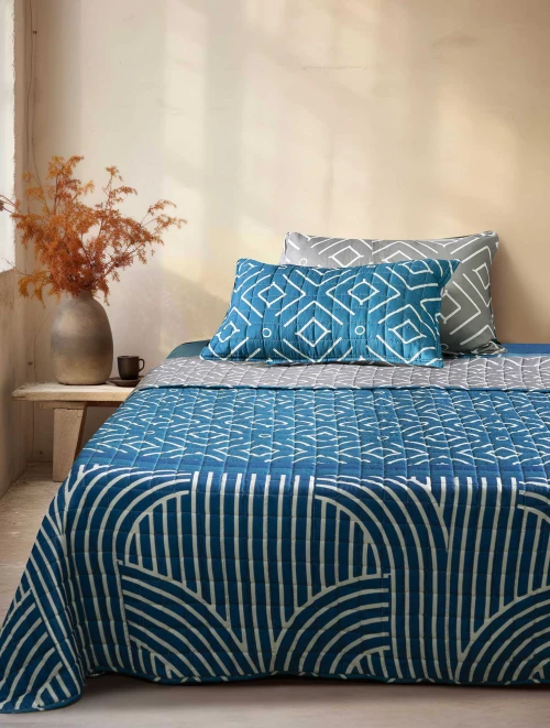 ΚΟΥΒΕΡΛΙ DARK OCEAN Γκρι Κουβερλί υπέρδιπλο: 220 x 240 εκ. MADI