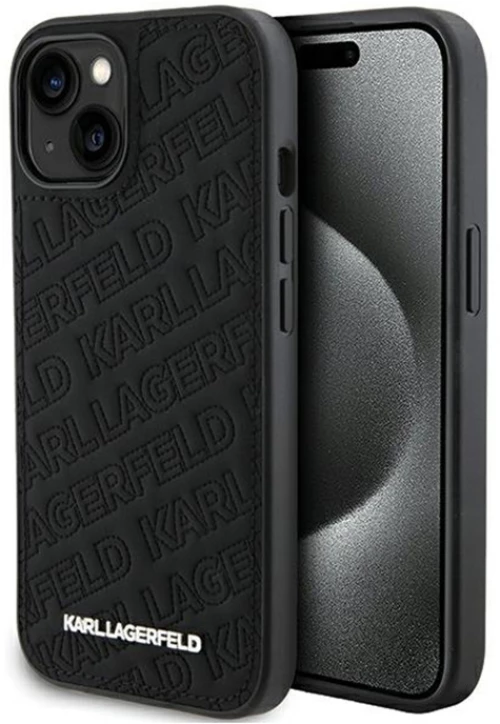 Karl Lagerfeld Quilted K Pattern - iPhone 15 Case (Black)