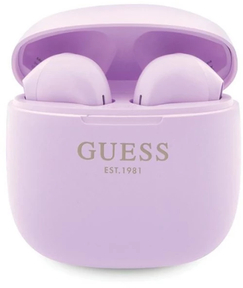Guess True Wireless Script Logo BT5.3 - TWS headphones + charging case (purple)