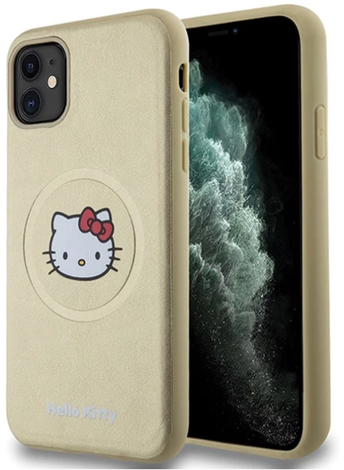 Hello Kitty Leather Kitty Head MagSafe - iPhone 11 Case (Gold)