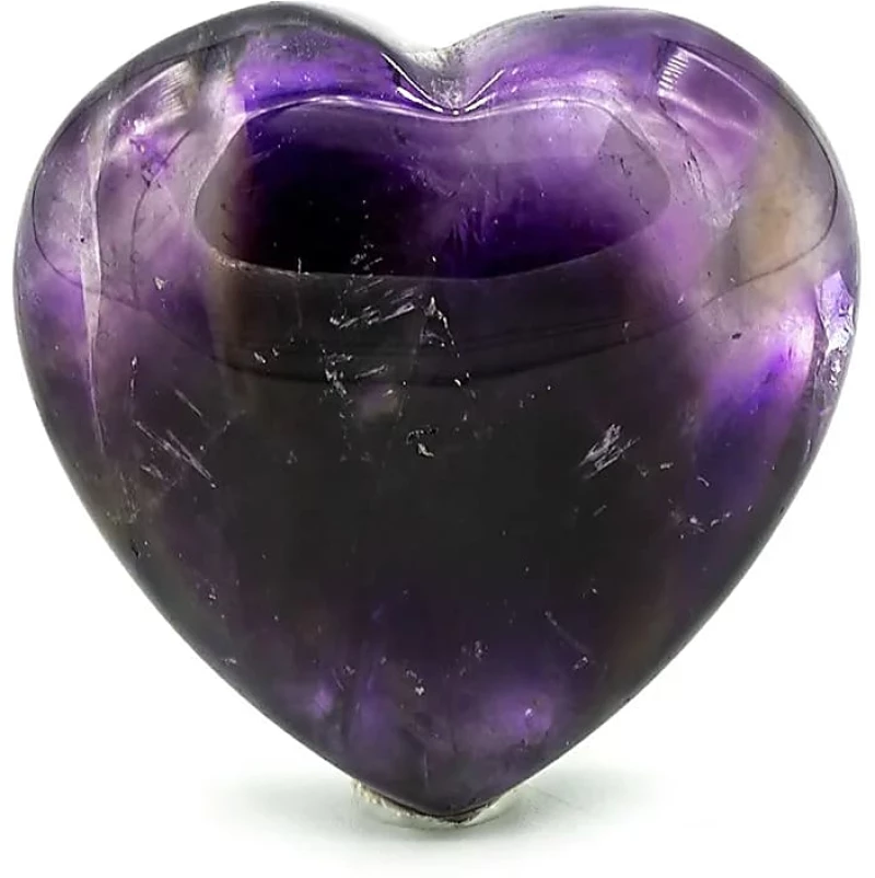 Ημιπολύτιμος Λίθος Αμέθυστου Heart Worry Stone σε σχήμα Καρδιάς