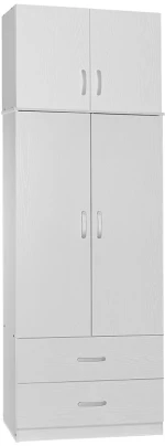 Ντουλάπα δίφυλλη και πατάρι Zelia pakoworld λευκό 79x42x240εκ.