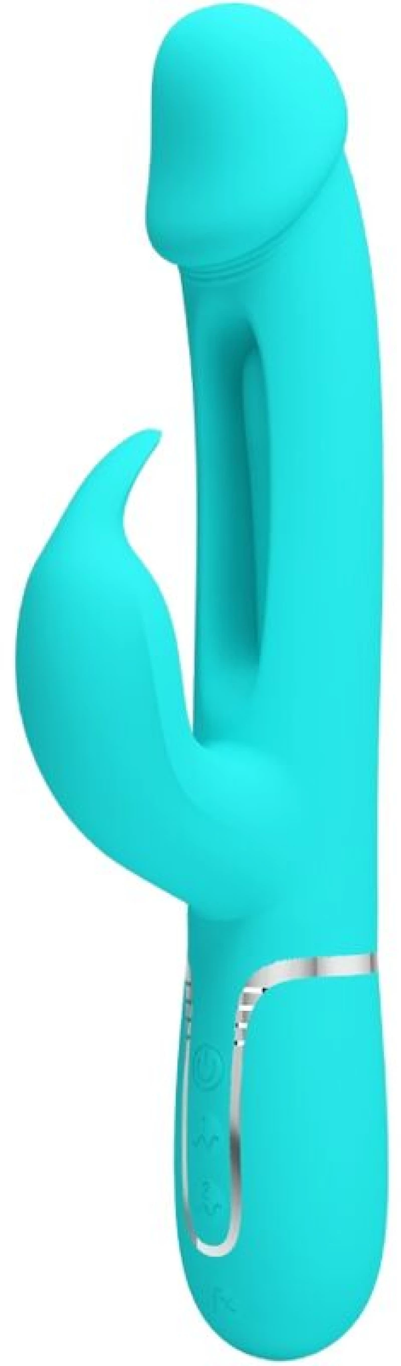 PRETTY LOVE - KAMPAS RABBIT 3 IN 1 MULTIFUNCTION VIBRATOR WITH TONGUE AQUA GREEN