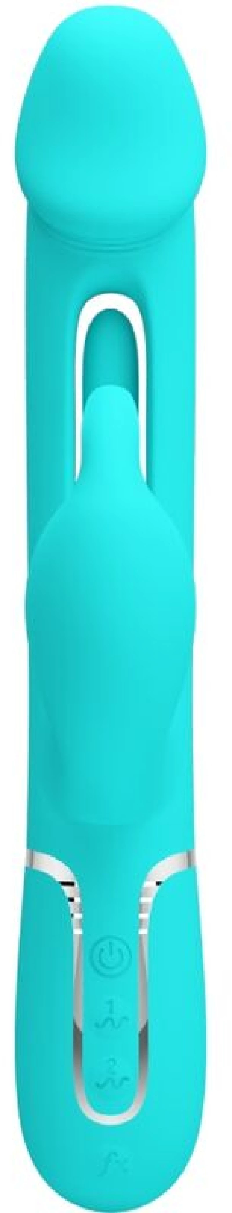 PRETTY LOVE - KAMPAS RABBIT 3 IN 1 MULTIFUNCTION VIBRATOR WITH TONGUE AQUA GREEN