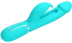 PRETTY LOVE - KAMPAS RABBIT 3 IN 1 MULTIFUNCTION VIBRATOR WITH TONGUE AQUA GREEN