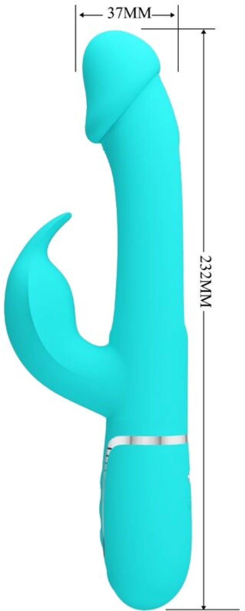 PRETTY LOVE - KAMPAS RABBIT 3 IN 1 MULTIFUNCTION VIBRATOR WITH TONGUE AQUA GREEN