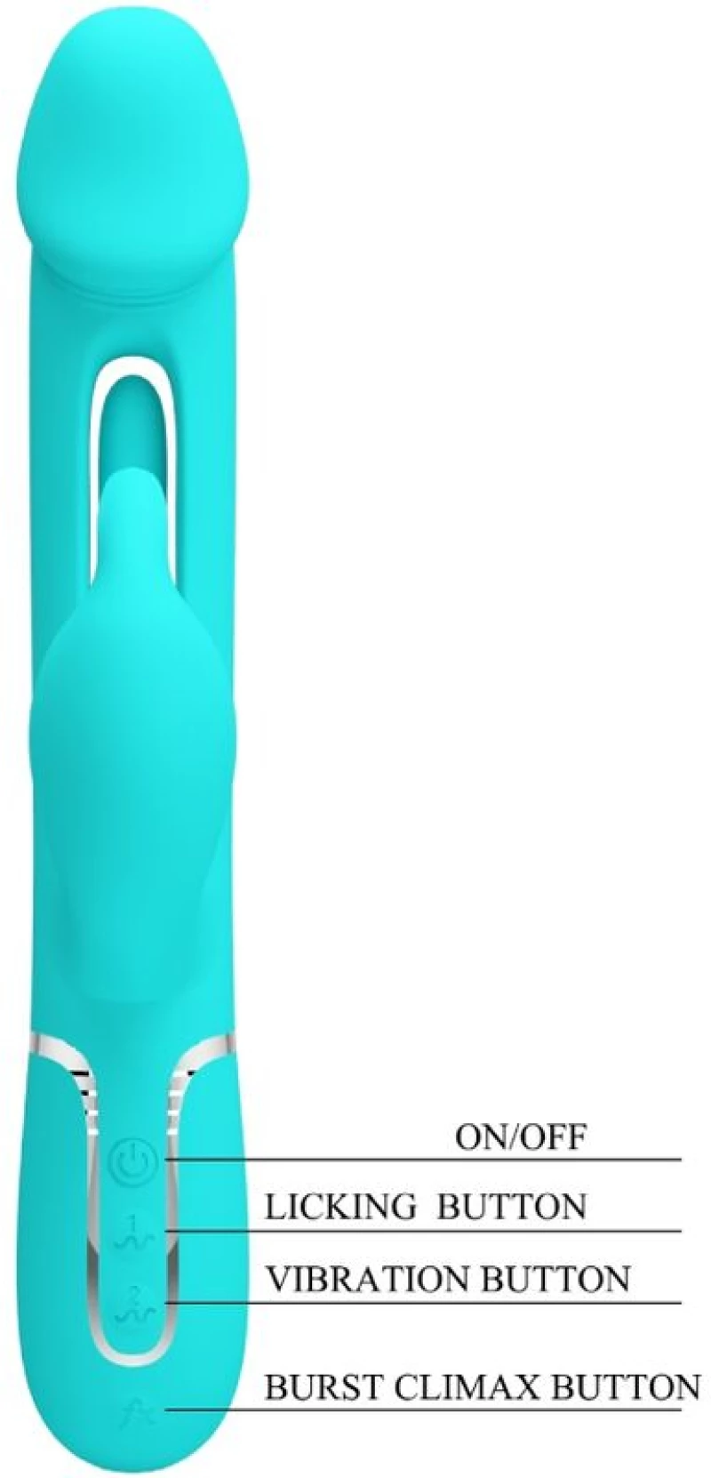 PRETTY LOVE - KAMPAS RABBIT 3 IN 1 MULTIFUNCTION VIBRATOR WITH TONGUE AQUA GREEN