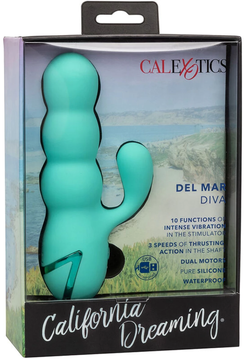 CALIFORNIA EXOTICS - DEL MAR DIVA VIBRATOR RABBIR AQUA GREEN BY CALIFORNIA DREAMING