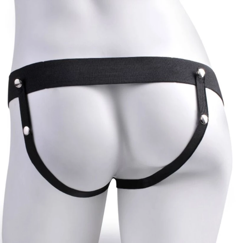 FETISH FANTASY SERIES - ADJUSTABLE HARNESS REALISTIC PENIS WITH BALLS RECHARGEABLE AND VIBRATOR 17.8 CM