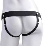 FETISH FANTASY SERIES - ADJUSTABLE HARNESS REALISTIC PENIS WITH BALLS RECHARGEABLE AND VIBRATOR 17.8 CM