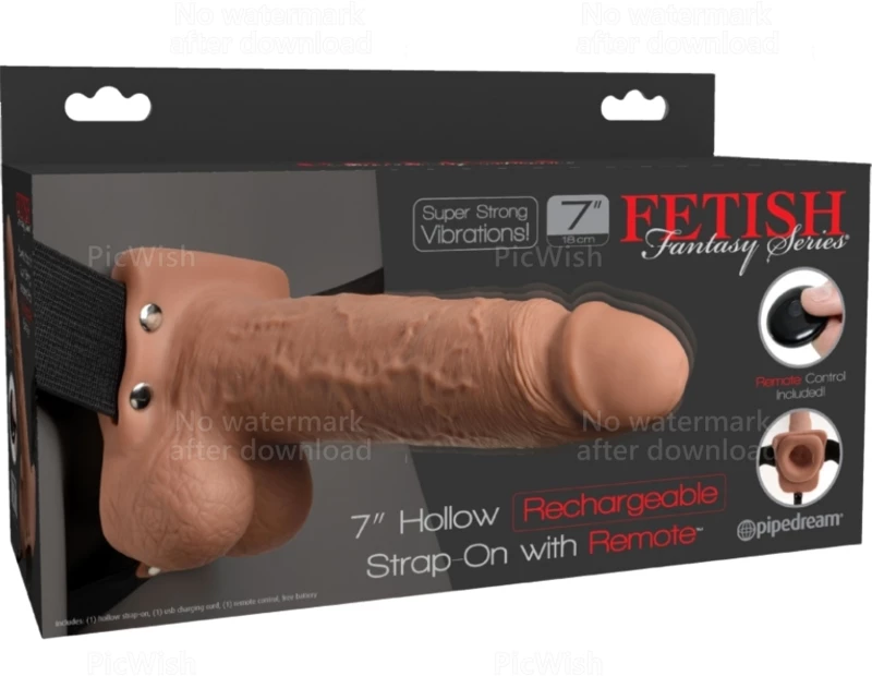 FETISH FANTASY SERIES - ADJUSTABLE HARNESS REALISTIC PENIS WITH BALLS RECHARGEABLE AND VIBRATOR 17.8 CM
