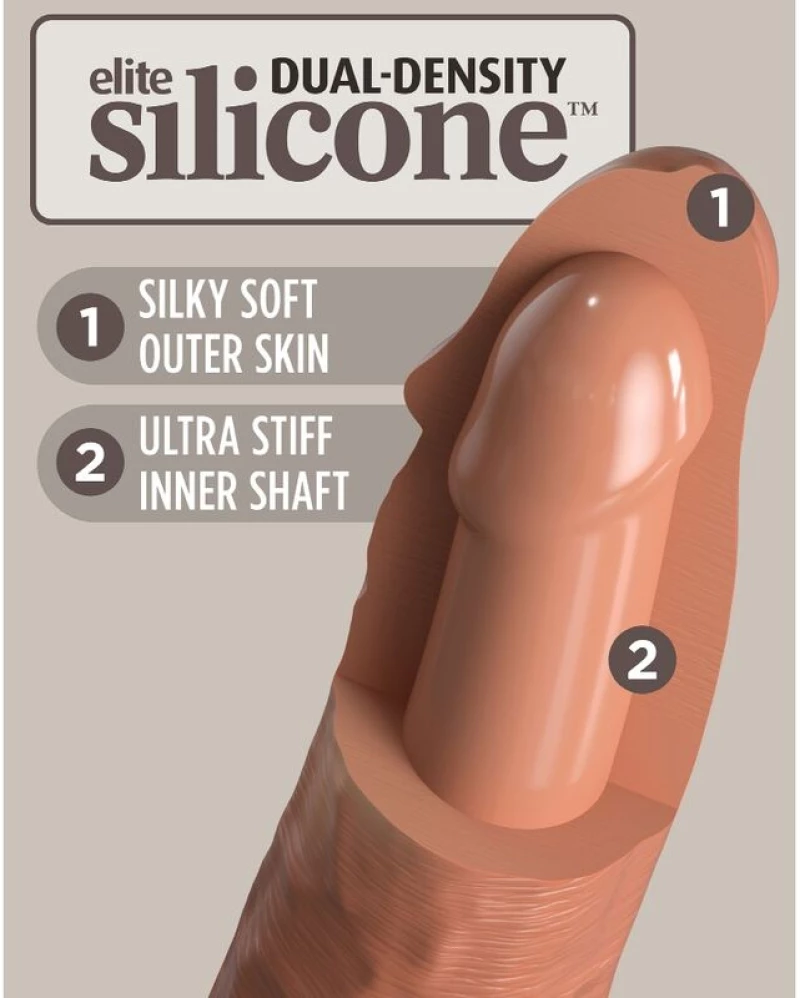KING COCK ELITE - REALISTIC DILDO VIBRATING & SILICONE 20.3 CM CARAMEL