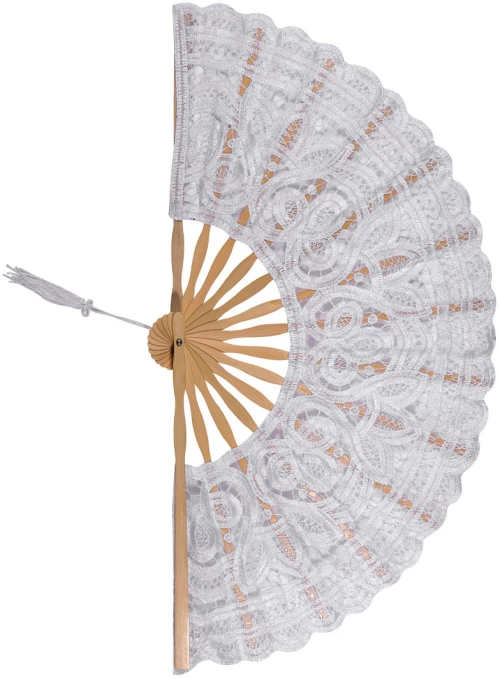 Χειροποίητη βεντάλια (22cm) λευκή
