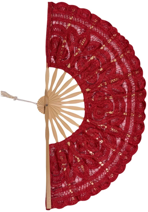 Χειροποίητη βεντάλια (27cm) κόκκινη