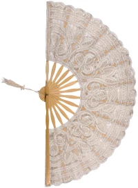 Χειροποίητη βεντάλια (27cm) μπέζ