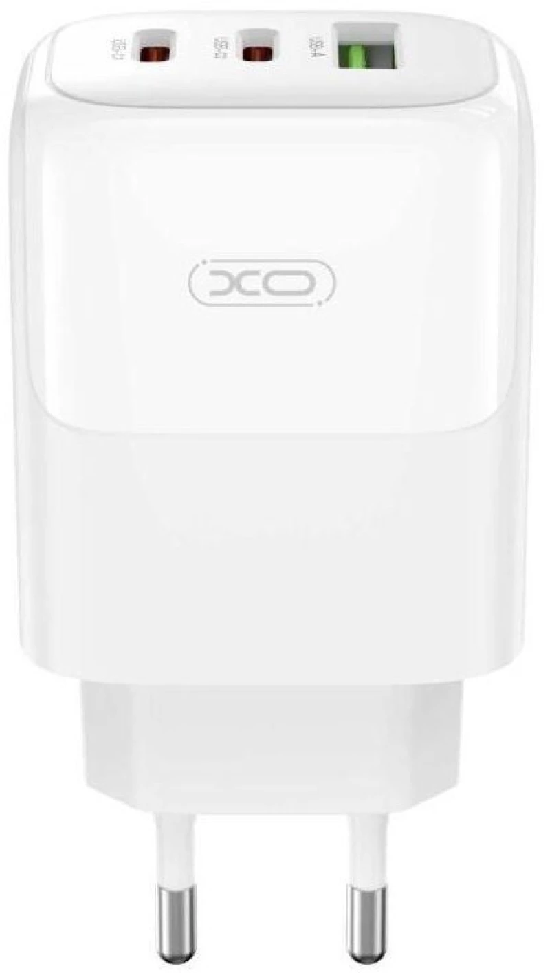 XO L139 Φορτιστής 65W GaN 1xUSB-A + 2xUSB-C, Λευκός