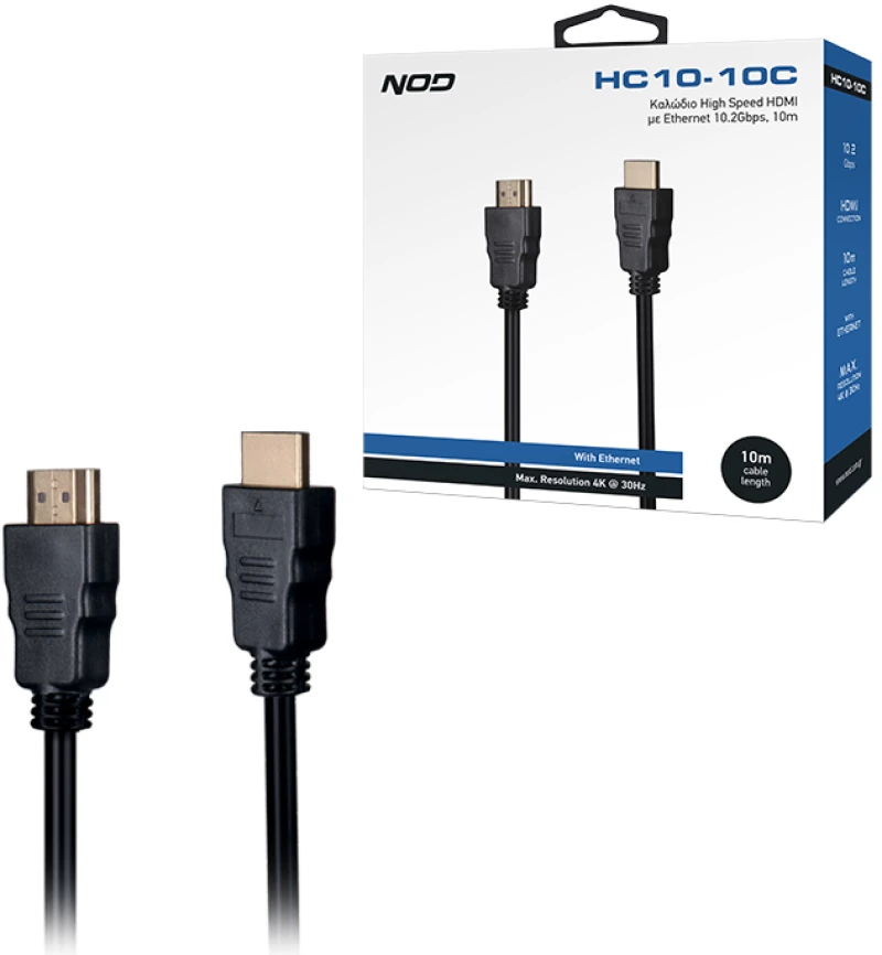 NOD HC10-10C Καλώδιο High Speed HDMI με Ethernet 10.2Gbps, HDMI αρσ. - HDMI αρσ., 10m.