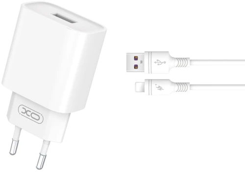 XO wall charger CE02D QC 3.0 18W 1x USB white + Lightning cable 6920680808359