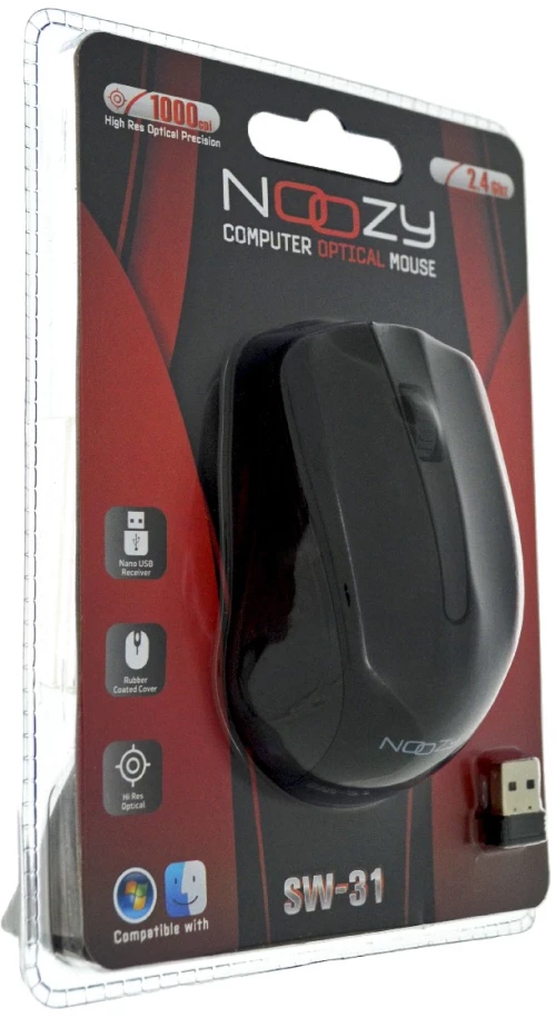 Noozy Ασύρματο Ποντίκι Noozy SW-31 USB 3D με 3 Πλήκτρα και 1000DPI Μαύρο 28719 5210029075094