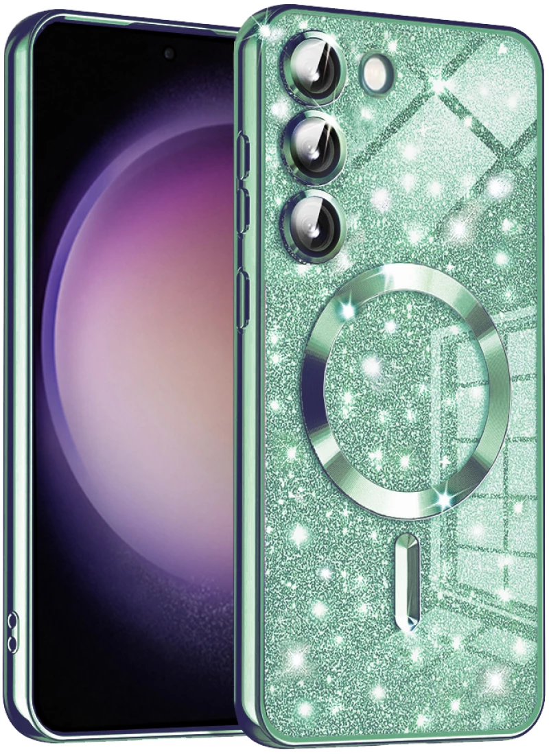 Techsuit Case for Samsung Galaxy S23 - Techsuit Luxury Glitter MagSafe - Light Green 5949419131712