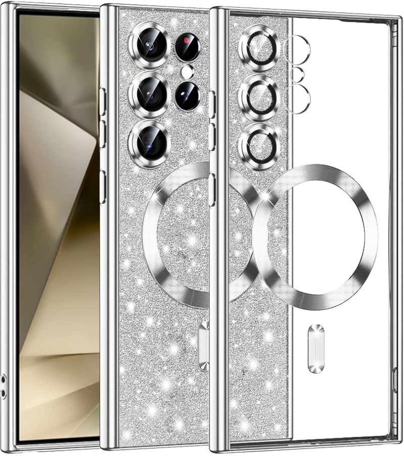 Techsuit Case for Samsung Galaxy S24 Ultra - Techsuit Luxury Glitter MagSafe - Silver 5949419131316