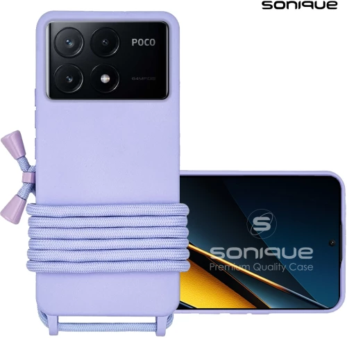 Θήκη Σιλικόνης με Κορδόνι CarryHang Sonique Xiaomi Poco X6 Pro 5G Λιλά 5201101999537